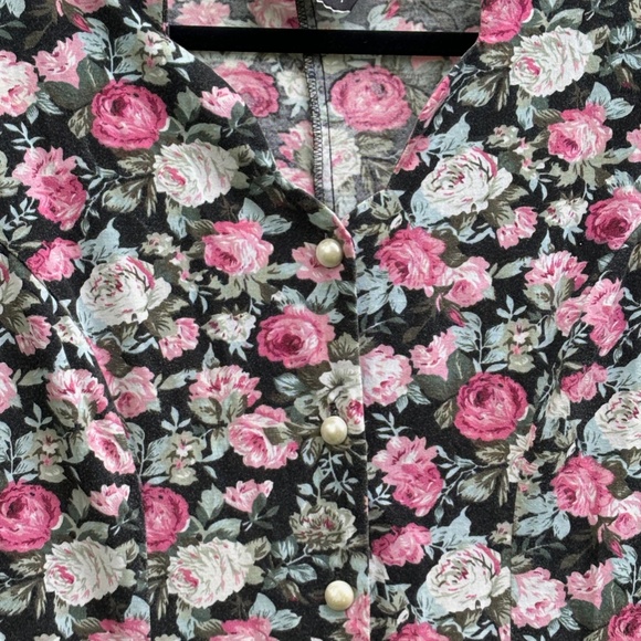 vintage floral romper scalloped neck pearl button size 8 summer playsuit - Picture 6 of 16